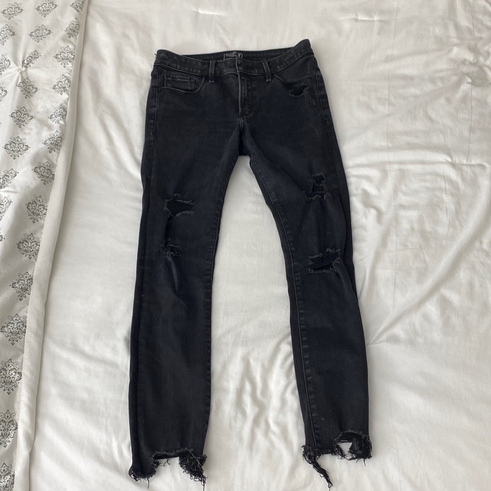a&f mid rise super skinny black jeans
